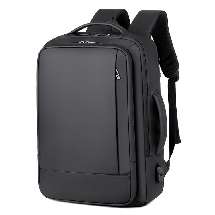 BowLift | Expandable waterproof laptop backpack for business with USB port (Black)