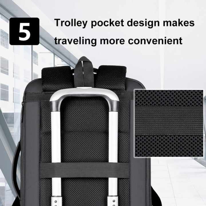 BowLift | Expandable waterproof laptop backpack for business with USB port (Black)