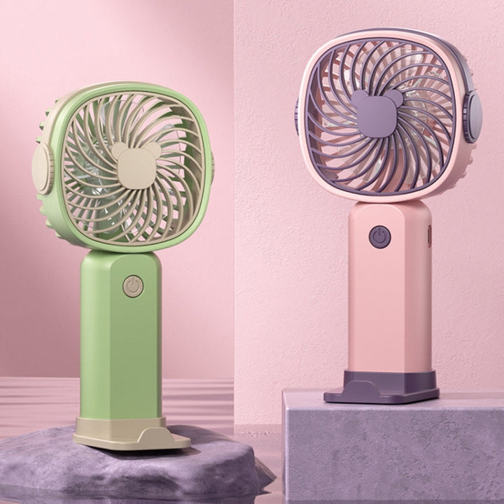 Handheld Portable Mini Multifunctional Fan With Phone Holder Function, Color: Yellow Green no Battery | Bowlift