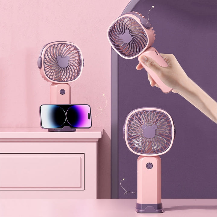 Handheld Portable Mini Multifunctional Fan With Phone Holder Function, Color: Yellow Green no Battery | Bowlift