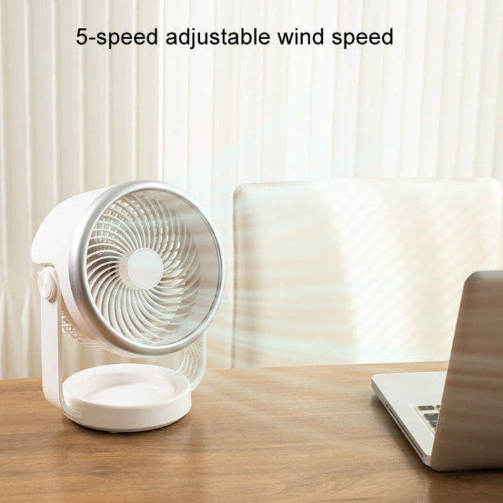 Air Circulating Fan USB Charging Desktop Quiet Fan(White) | Bowlift