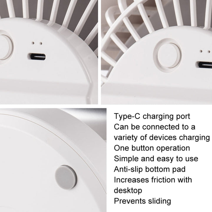 Air Circulating Fan USB Charging Desktop Quiet Fan(White) | Bowlift