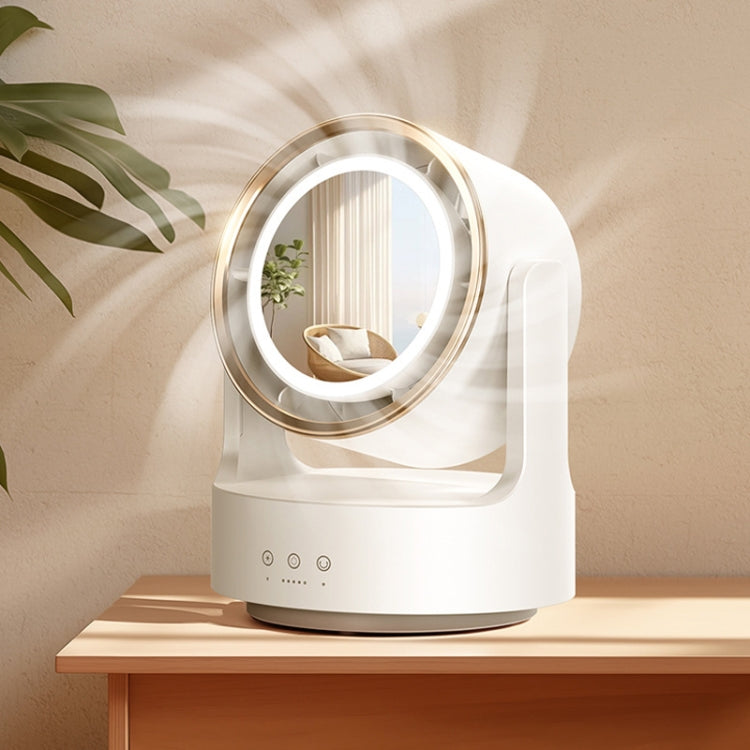 3 In 1 Multifunctional Desktop Fan with LED Light Cosmetic Mirror Rechargeable Oscillating | Bowlift