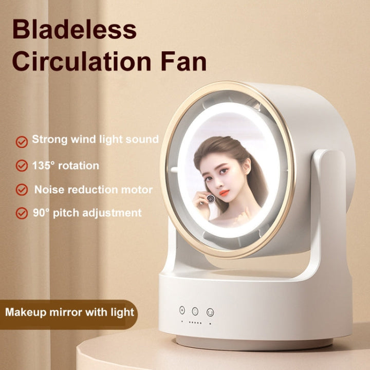 3 In 1 Multifunctional Desktop Fan with LED Light Cosmetic Mirror Rechargeable Oscillating | Bowlift