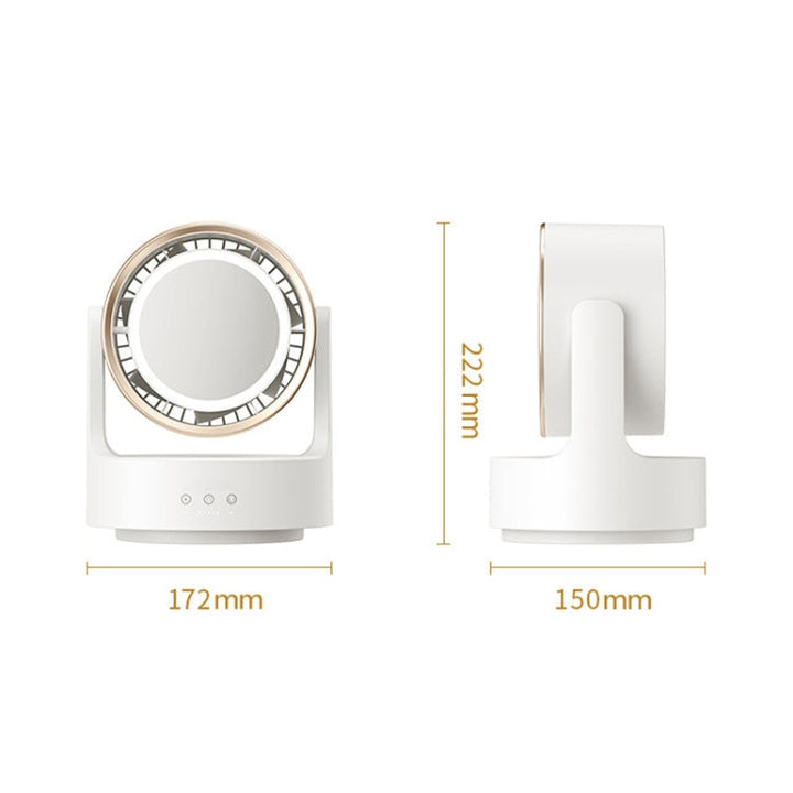 3 In 1 Multifunctional Desktop Fan with LED Light Cosmetic Mirror Rechargeable Oscillating | Bowlift