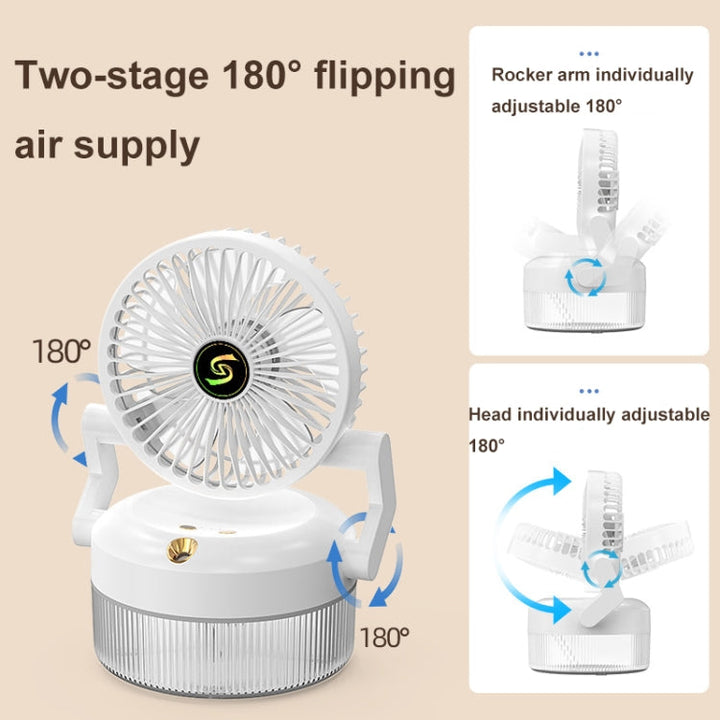USB Charging Folding Desktop Spray Humidification Fan with Night Light(Green) | Bowlift