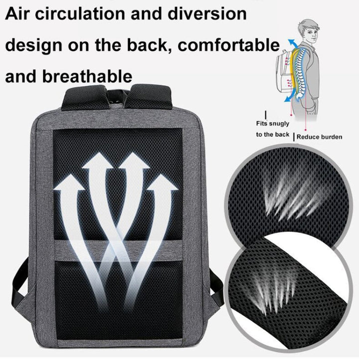 BowLift | 15 Inch Multifunctional Waterproof Business Sports Laptop Backpack with USB Port (Black)