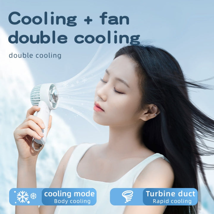 Outdoor Handheld Ice Air Conditioning Fan Astronaut Night Light Semiconductor Cooling Fan(Light Blue) | Bowlift
