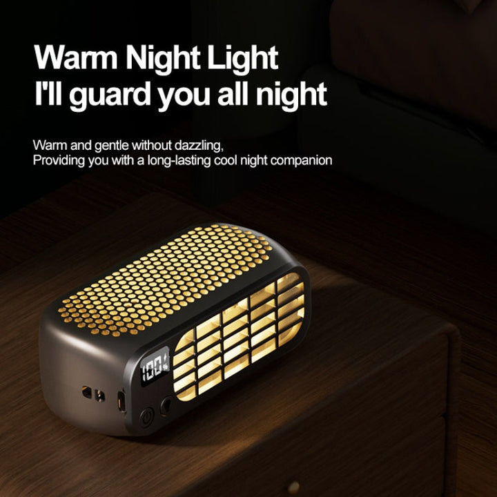 USB Charging Digital Display Portable Bladeless Outdoor Mini Night Light Fan(Pink) | Bowlift