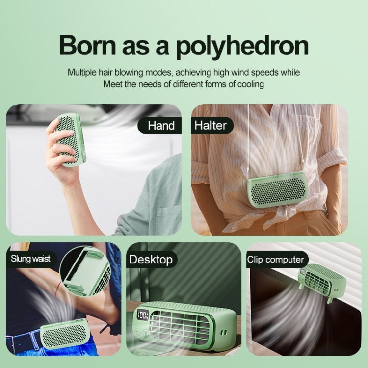 USB Charging Digital Display Portable Bladeless Outdoor Mini Night Light Fan(Green) | Bowlift