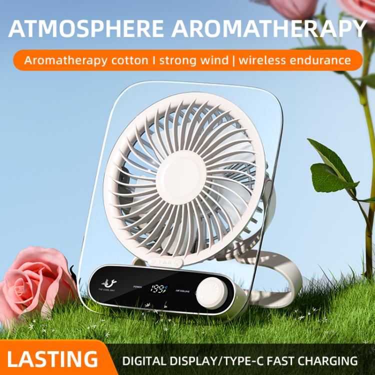 199-speed Desktop wall-mounted Fan With Handle & Light Built-in  Aromatherapy Cotton(Clear Black) | Bowlift