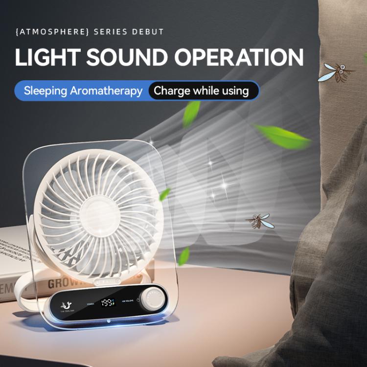 199-speed Desktop wall-mounted Fan With Handle & Light Built-in  Aromatherapy Cotton(Clear Black) | Bowlift