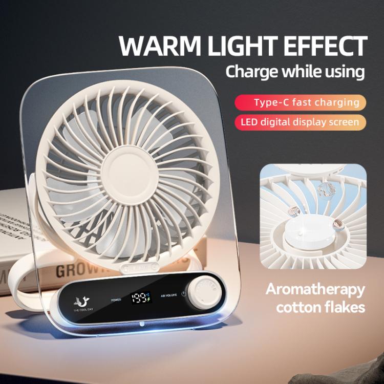 199-speed Desktop wall-mounted Fan With Handle & Light Built-in  Aromatherapy Cotton(Clear Black) | Bowlift