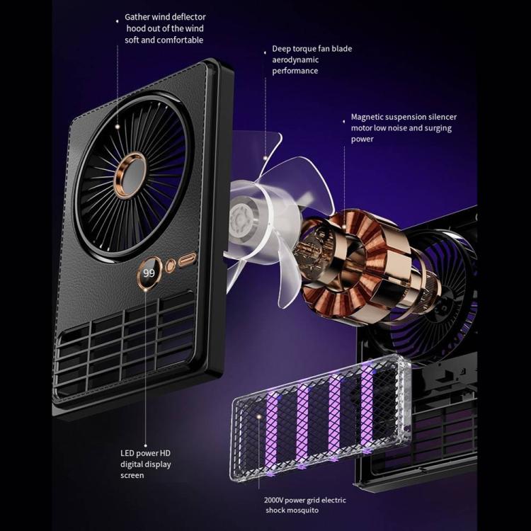 2-in-1 Household Electric Fan Mosquito Killer Lamp LED Digita lDesktop Fan, Color: Plug-in Black | Bowlift