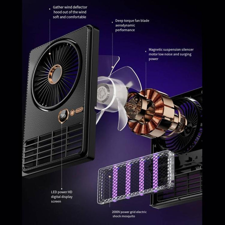 2-in-1 Household Electric Fan Mosquito Killer Lamp LED Digita lDesktop Fan, Color: Plug-in Black | Bowlift