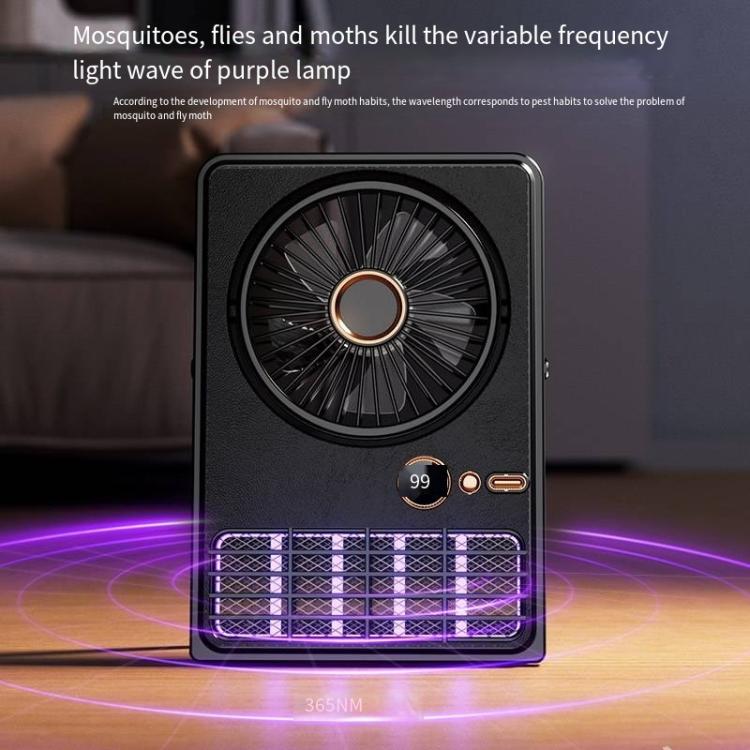 2-in-1 Household Electric Fan Mosquito Killer Lamp LED Digita lDesktop Fan, Color: Plug-in Black | Bowlift