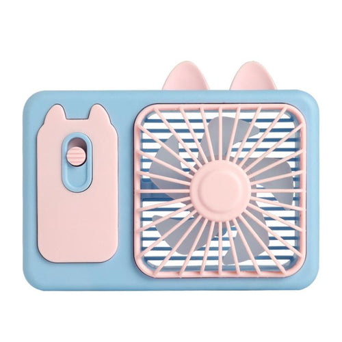 Cute Cartoon Kitten Camera Handheld Large Wind Rechargeable Fan With Stand Desktop Fan(Pink) | Bowlift