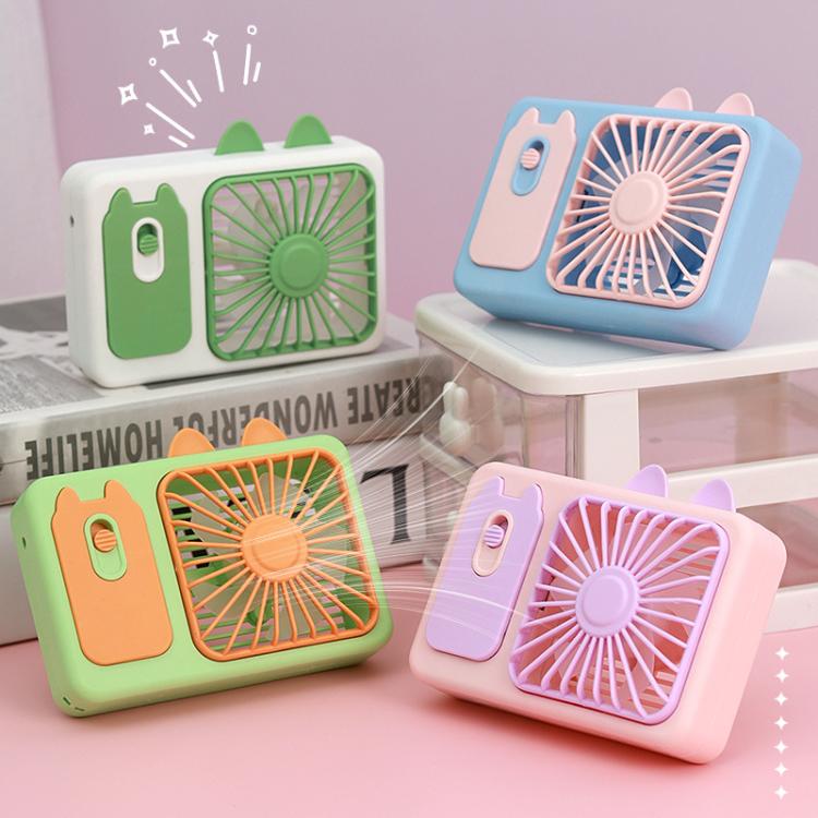 Cute Cartoon Kitten Camera Handheld Large Wind Rechargeable Fan With Stand Desktop Fan(Pink) | Bowlift