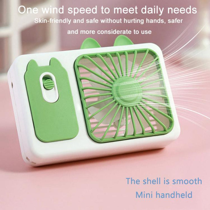 Cute Cartoon Kitten Camera Handheld Large Wind Rechargeable Fan With Stand Desktop Fan(Pink) | Bowlift