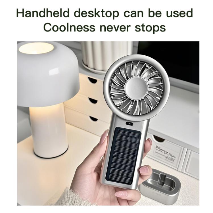 Solar Powered Handheld & Desk Fan with 5-Speed Turbo 12 Blades USB Type-C Fast Charging(Black) | Bowlift