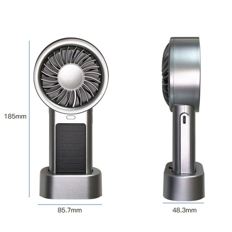 Solar Powered Handheld & Desk Fan with 5-Speed Turbo 12 Blades USB Type-C Fast Charging(Black) | Bowlift