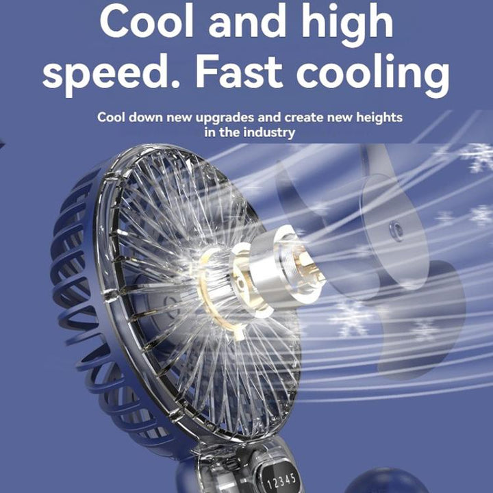 5-speed Wind Speed Handheld USB Charging Small Fan With Desktop Stand(Dark Blue) | Bowlift
