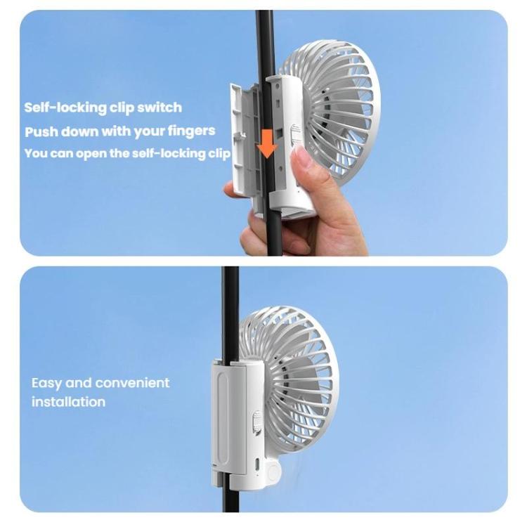 Folding Hanging Umbrella Fan USB Handheld Portable Umbrella Clip Fan Compact Desktop Fan(Black) | Bowlift