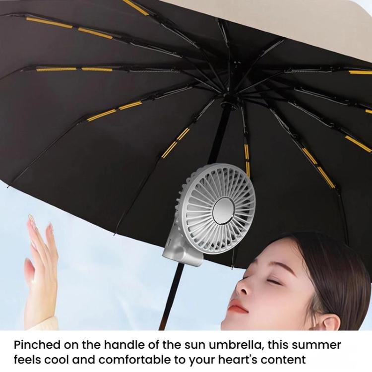 Folding Hanging Umbrella Fan USB Handheld Portable Umbrella Clip Fan Compact Desktop Fan(Black) | Bowlift
