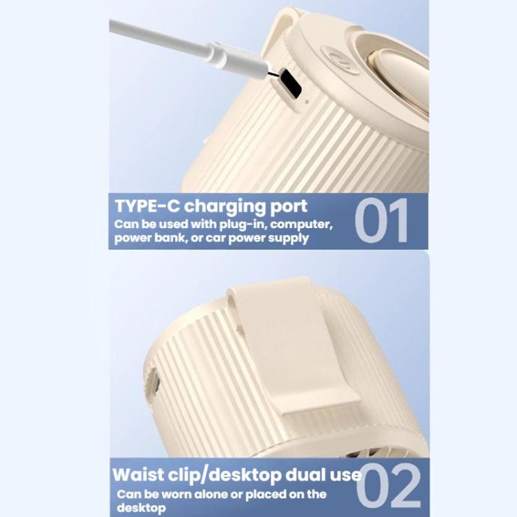 High-speed Waist-mounted Fan Outdoor Clip-on USB Mini Fan(White) | Bowlift