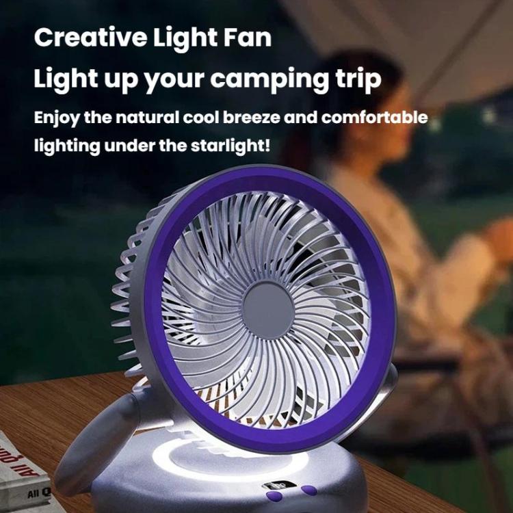 Foldable Air Circulator Fan With Battery Indicator Household Desktop & Wall-Mounted Fan With LED Light(Grey Purple) | Bowlift