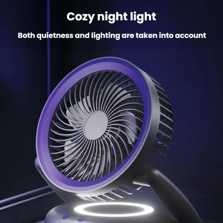 Foldable Air Circulator Fan With Battery Indicator Household Desktop & Wall-Mounted Fan With LED Light(Grey Purple) | Bowlift