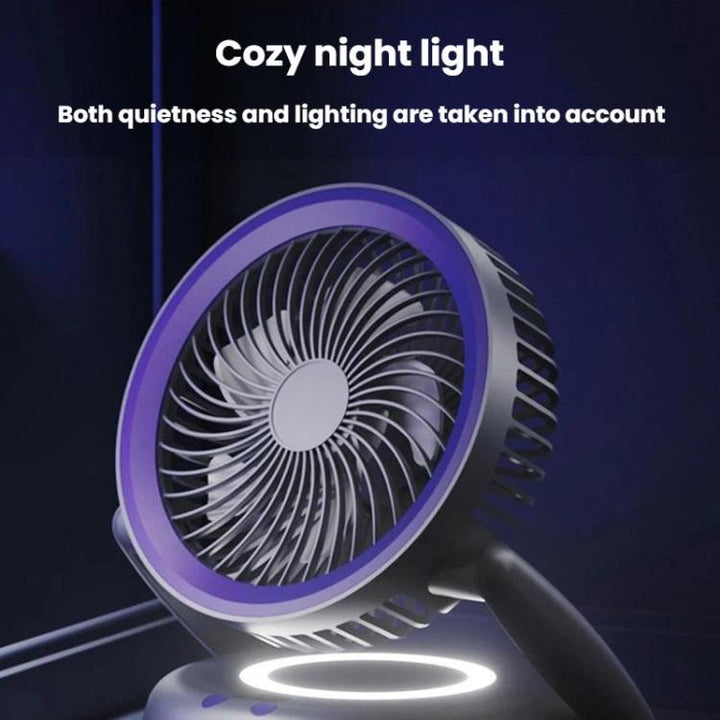 Foldable Air Circulator Fan With Battery Indicator Household Desktop & Wall-Mounted Fan With LED Light(Grey Purple) | Bowlift