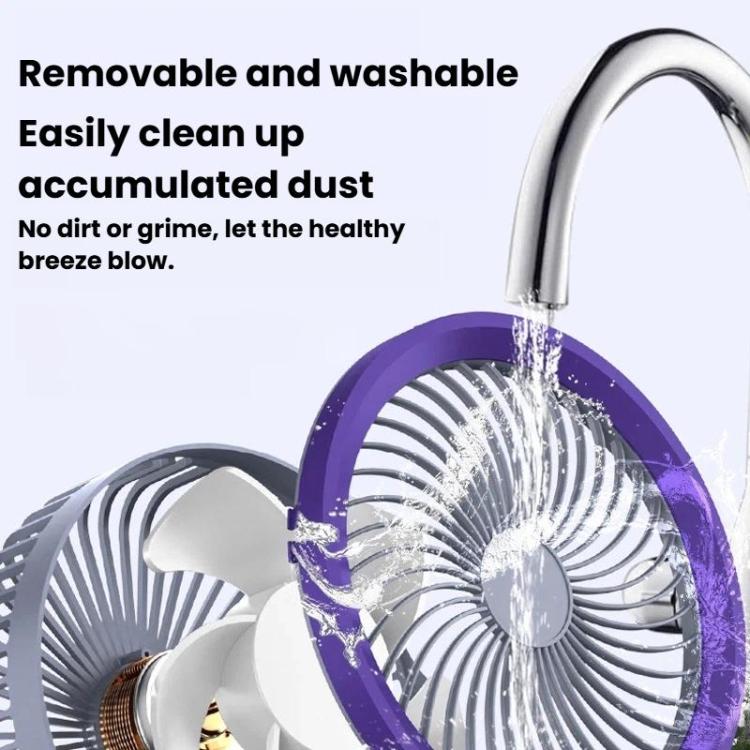 Foldable Air Circulator Fan With Battery Indicator Household Desktop & Wall-Mounted Fan With LED Light(Grey Purple) | Bowlift