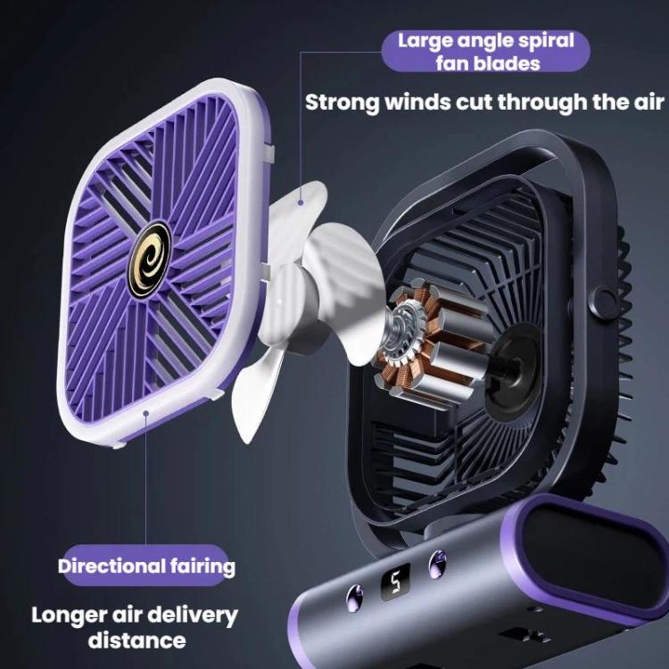 Desktop Mini Office Silent USB Wall-Mounted Fan, Color: Gray Rechargeable 1200mAh | Bowlift