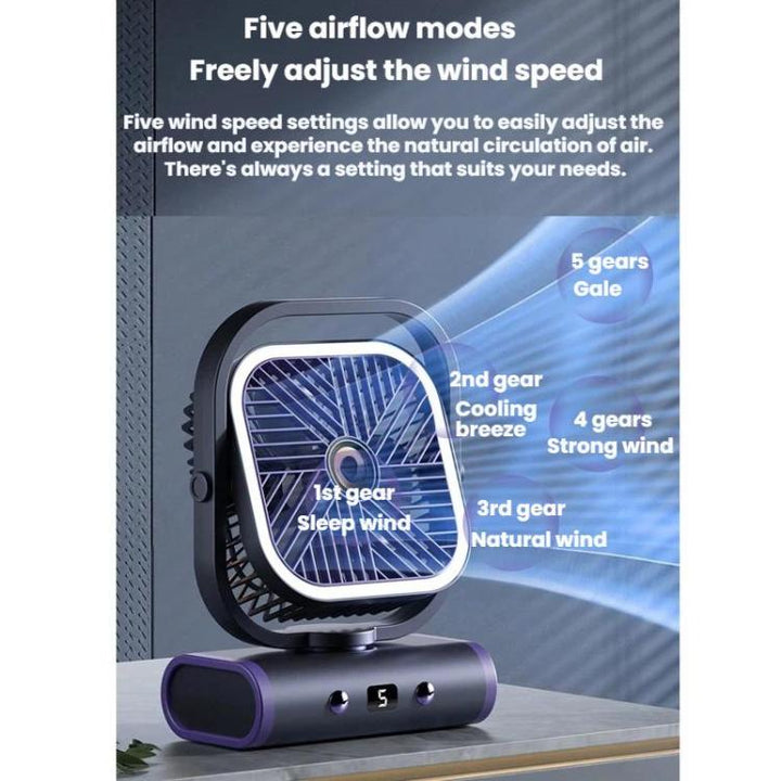 Desktop Mini Office Silent USB Wall-Mounted Fan, Color: Gray Rechargeable 1200mAh | Bowlift