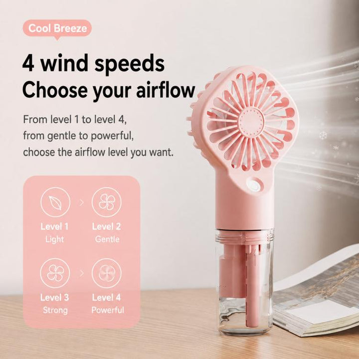 Handheld Misting Fan Portable Water Spray Fan Type-C Rechargeable Mini Personal Face Mister Fan(F3 White) | Bowlift
