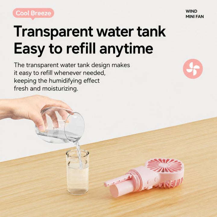 Handheld Misting Fan Portable Water Spray Fan Type-C Rechargeable Mini Personal Face Mister Fan(F3 White) | Bowlift