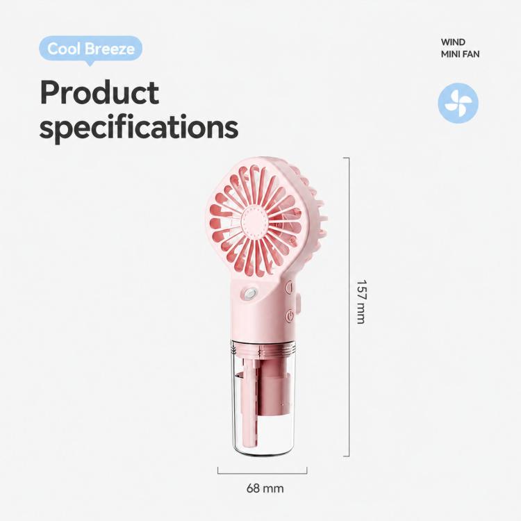 Handheld Misting Fan Portable Water Spray Fan Type-C Rechargeable Mini Personal Face Mister Fan(F3 White) | Bowlift