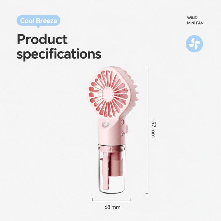 Handheld Misting Fan Portable Water Spray Fan Type-C Rechargeable Mini Personal Face Mister Fan(F3 Pink) | Bowlift