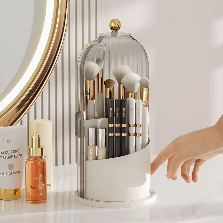 BowLift | Beauty SpinMate – 360° Rotating Makeup Brush Holder & Cosmetic Organiser with Dustproof Lid