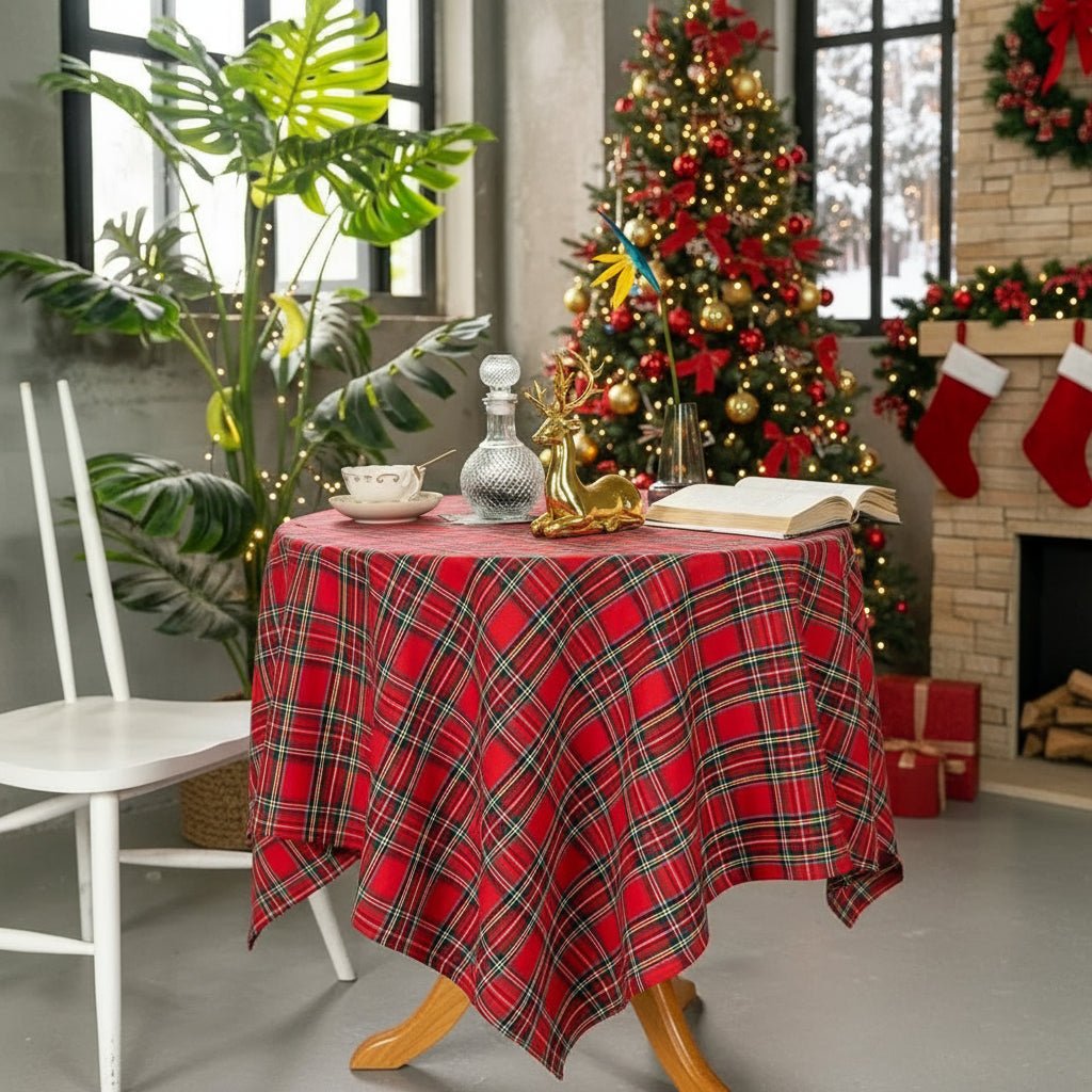 BowLift | Festive checked tablecloth made of durable polyester for the Christmas dinner