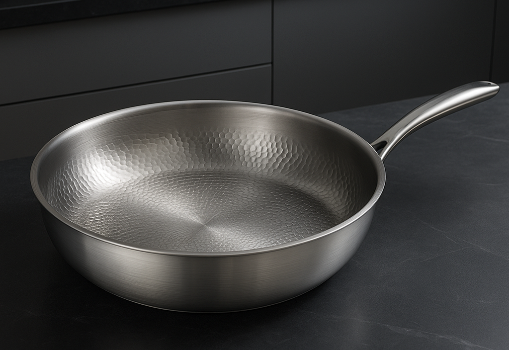 BowLift | Titan Premium Frying Pan – Non-Coated Hammered Titanium Pan for All Hobs Including Induction