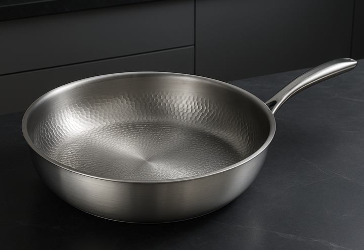BowLift | Titan Premium Frying Pan – Non-Coated Hammered Titanium Pan for All Hobs Including Induction