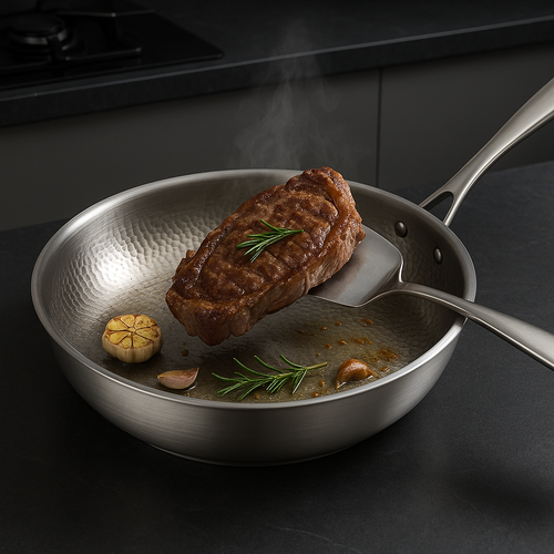 BowLift | Titan Premium Frying Pan – Non-Coated Hammered Titanium Pan for All Hobs Including Induction