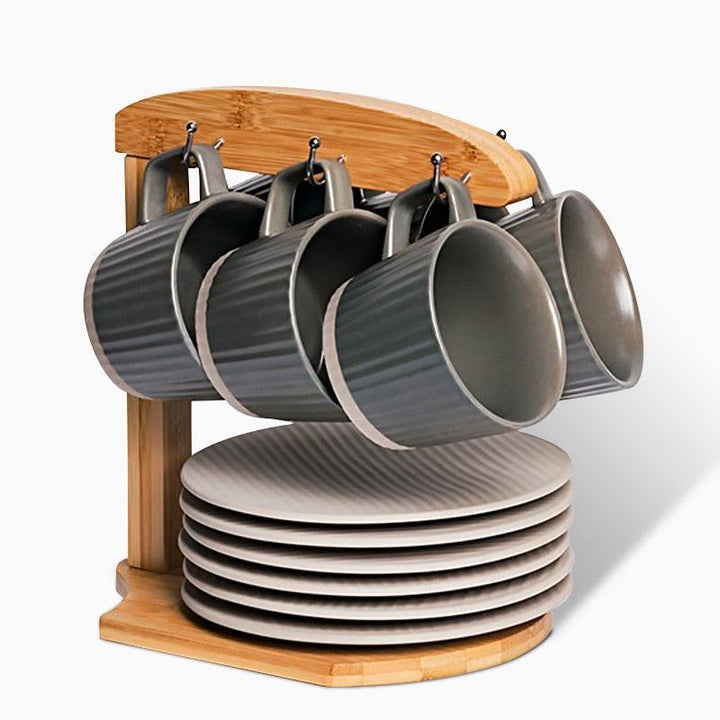 ElegantSips – Stoneware Coffee Mug Set with Spoon Bowlift