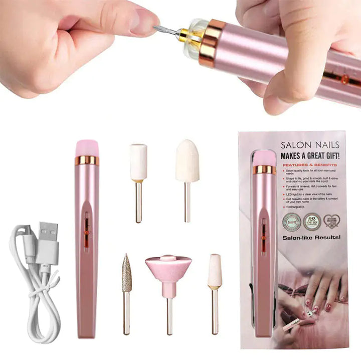 BowLift | Electric Nail Drill & Manicure Kit | Rechargeable with LED Light | Nail Art Tools Set