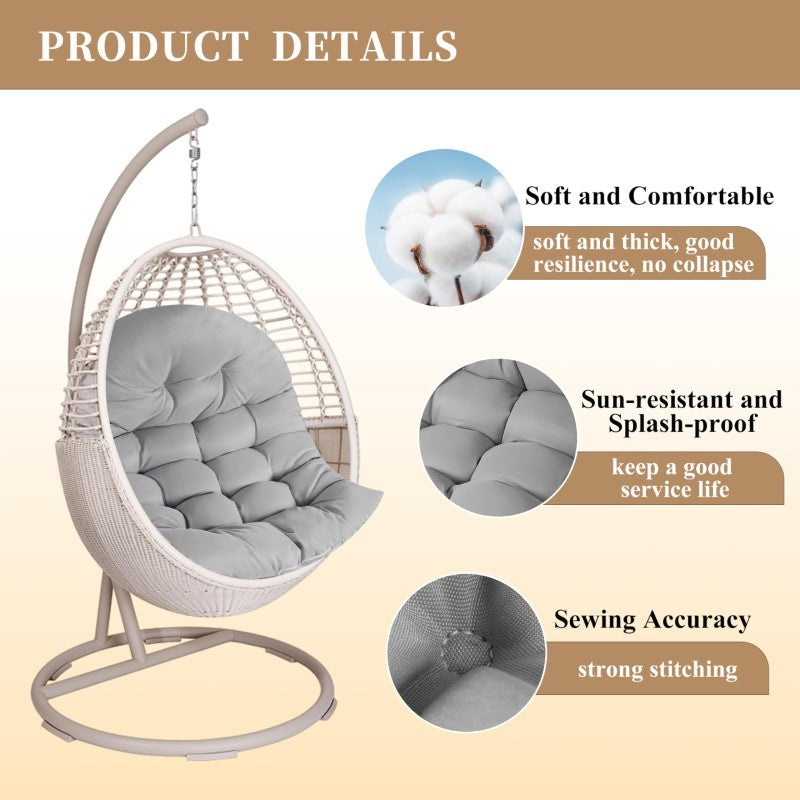 Comfort Cushion for Garden and Swing Chair – Dark Grey – 80x120 cm – For Indoor & Outdoor | Bowlift