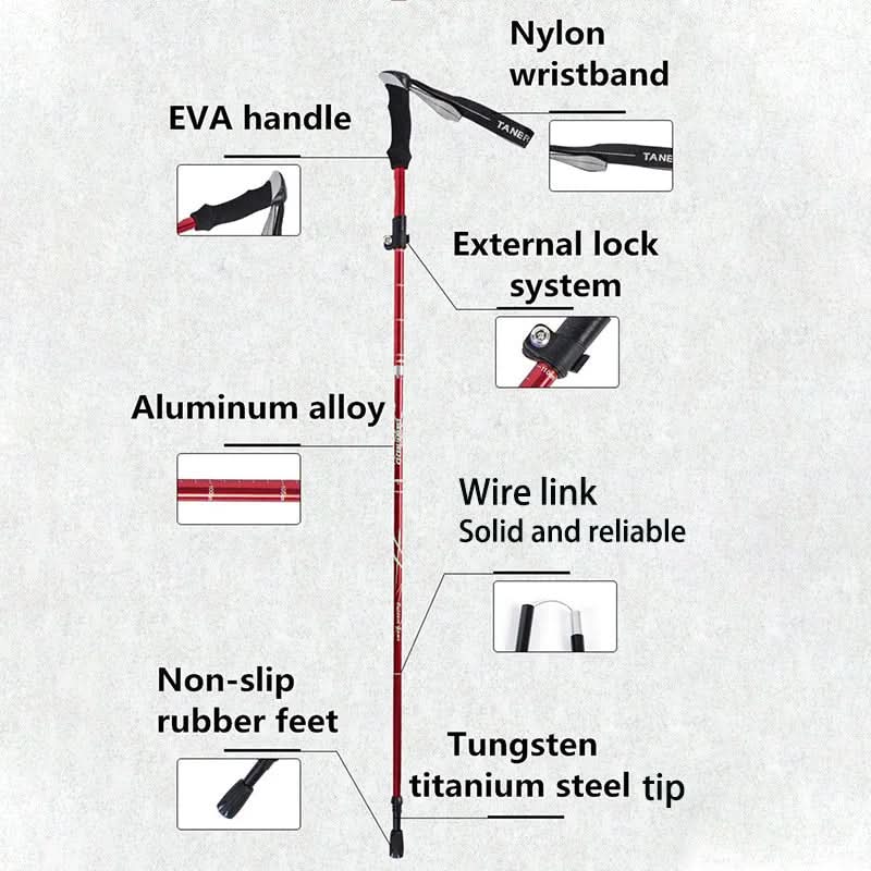 BowLift | Ultralight 5-piece telescopic trekking poles for mountain and hiking tours