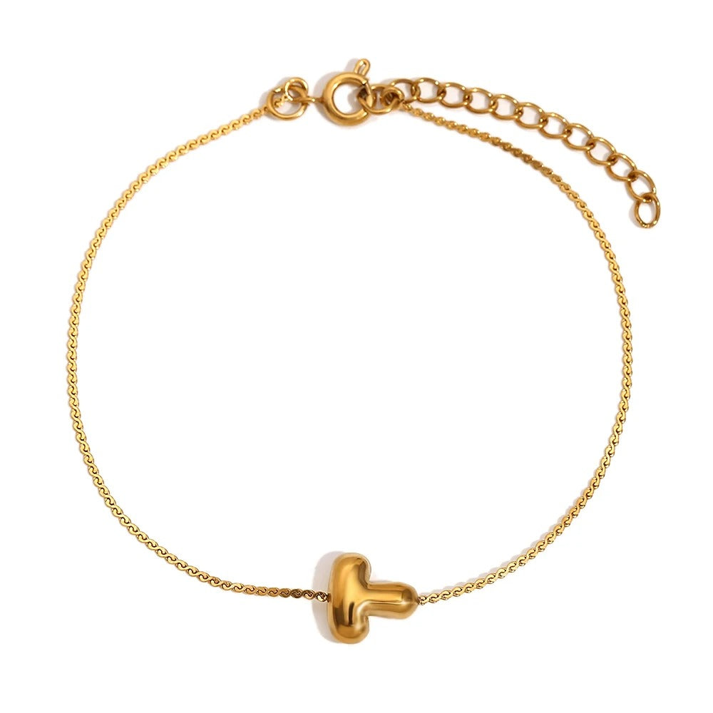 BowLift | Dainty Bubble Letter Initial Bracelet