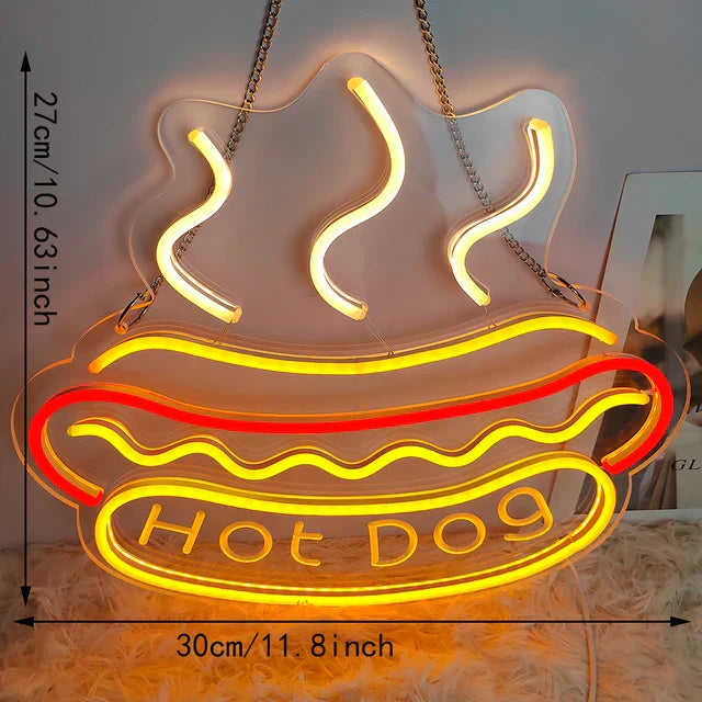 Neon Fast Food Sign – Bright Tacos Design, LED Night Light for Restaurants and Kitchens | Bowlift
